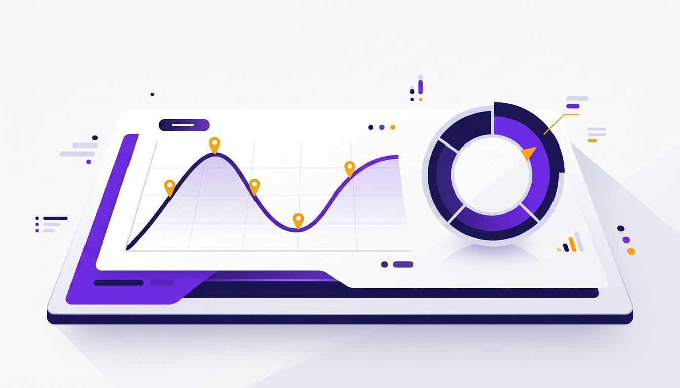 Dashboard mit Wiedergabekurve, Kreisdiagramm und Markierungen an den Abbruchstellen